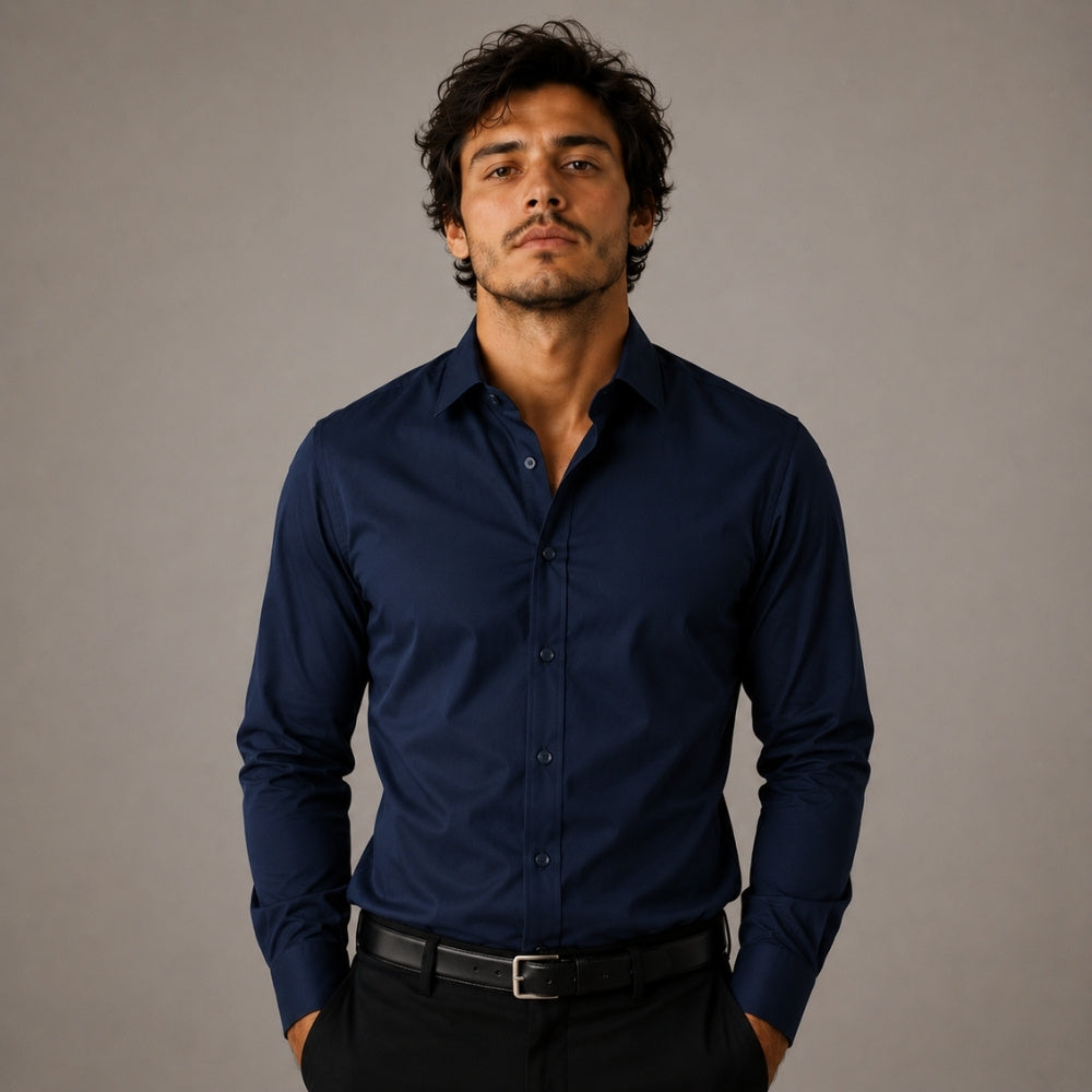 Camisa Social Tech Azul Marinho
